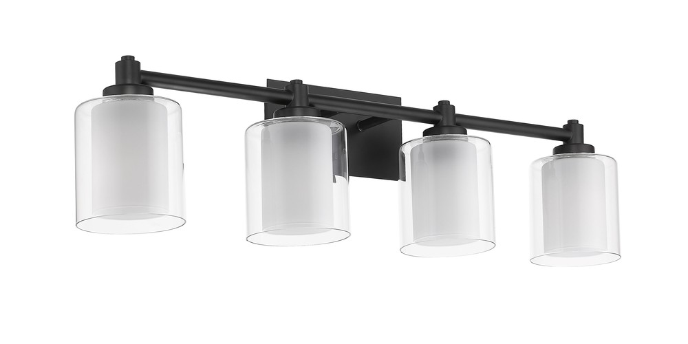 Sonora 4-Light Vanity - MB  Clear & White Glass